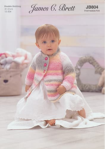 James Brett Double Knit Knitting Pattern Baby Jacket Cardigan & Hat (JB804)