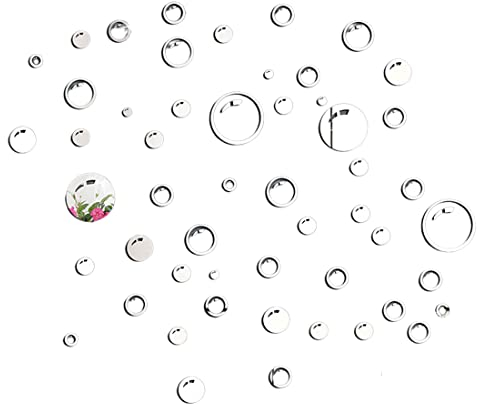 REQAG Lot de 56 autocollants muraux amovibles en acrylique pour la maison, le salon, la chambre à coucher, les miroirs muraux ronds et amovibles 3D