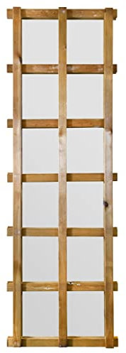 MIRROROUTLET The Trellis - Outside Scandinavian Redwood Garden Wall Fence Mirror 71 X 23 (179.5CM X 59.5CM) Mirror Glass with Wood Trellis Outer. Exclusive, Brown