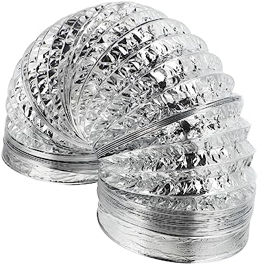 DOITOOL Double Layer Thickened Aluminum Foil Ducting 180mm x 2m Flexible Telescopic Vent Hose for Kitchen Cooker Hood Exhaust