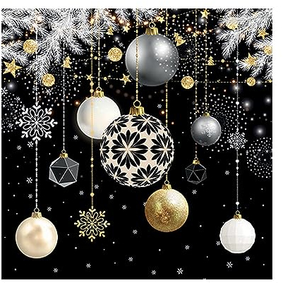 20 Servietten Weihnachten Elegante Weihnachtskugeln auf schwarz als Tischdeko. Papierservietten mit Motiv. Auch für Decoupage und Serviettentechnik 33x33cm