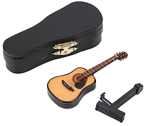 Okuyonic Miniatur-Gitarre, Modell Gitarre aus Holz, Oberflächenbehandlung, schön und langlebig, Dekoration für das Haus, für die Dekoration von Handwerk (10 cm/3,9 Zoll)