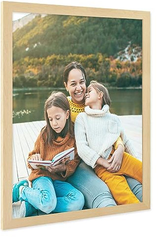 PHOTOLINI Bilderrahmen 40x50 Holz MDF Natur, breiter Bilderrahmen 50x40 mit bruchsicherem Acrylglas, Rahmen 40x50 zum Aufhängen & Zubehör - Picture Frames für Ihre stilvolle Wanddekoration