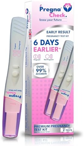 Pregna Check Accurate 6 Days Early Pregnancy Test Strips Kit |Quick Results, High Sensitivity, Easy Home Testing | Over 99% Accuracy | Women's Health | 2 Test Strips - Pack of 1