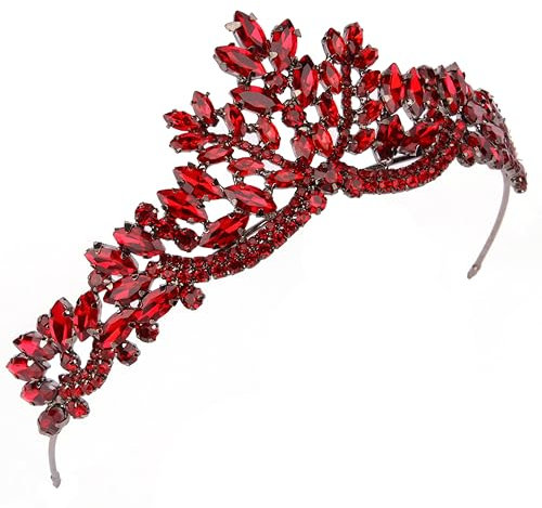 Damen Diadem-Krone für Henna Hochzeit Party | Glitzer Haarschmuck für Braut | Anthrazit, metall