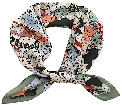 prinfantasy Tuch Damen Frühling Frauen Quadrat Hals Schal Halstuch Kopfwickel Schals Bandana Quadratischer Kopftuch, 070242