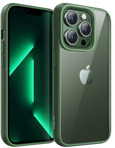 JETech Case for iPhone 13 Pro Max 6.7-Inch, Shockproof Phone Bumper Cover, Solid Color Matte TPU Frame, Anti-Scratch Clear Back (Alpine Green)