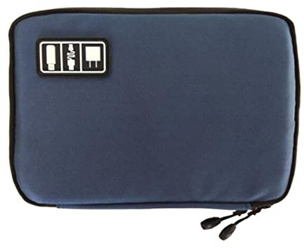 Gatuida Borsa Portaoggetti Usb 2 in 1 Per Cavi Elettronici Con Cerniera Navy Per Cosmetici E Gadget.