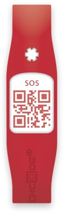Silincode Qr SOS Silikon-Armband, Notfall, Hilfe, medizinische Hilfe, Gesundheitswesen, Identifizierung, Krankengeschichte, Gesundheitsstatus, Kontakte, Berichte, Alarm, (Größe XS, Rot)