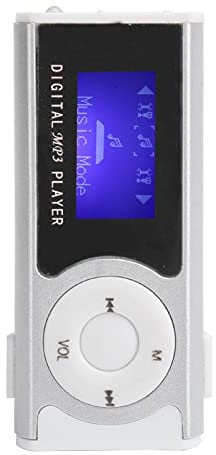 Tbest Mini Mp3 Players, Mp3 Player 5 Pack, Cheap Mp3 Players, Portable Sports Mp3 Flashlight Mini Backclip Lcd Mini Screen Music Media Player(Black) (Silver)