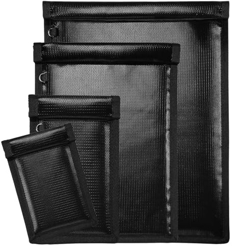 Faraday-Tasche, 4 Stück, EMP-sicher, Faraday-Tasche mit Schlüsselanhänger-Schutz, für Handys, kleine Tablets, Autoschlüssel, Diebstahlschutz, Schwarz, S, Modern