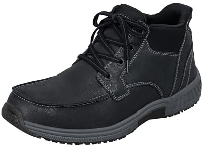 Orthofeet Verno Orthopädischer Herren-Stiefeletten | Hands-Free Einstieg, Rutschfeste Lederstiefel Mit Fußgewölbestütze, Ergonomischer Dämpfung Und Breiter Zehenbox