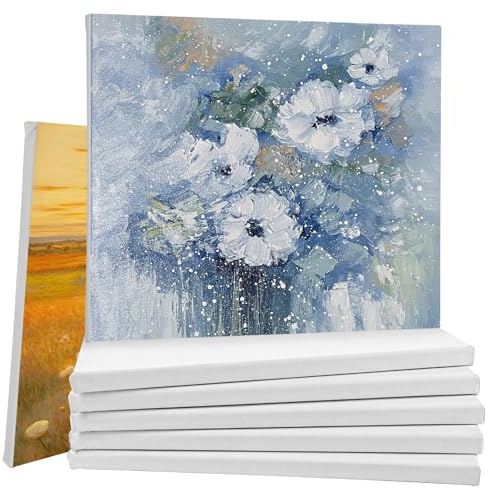Toile Peinture 24x30cm, 10 Toile a Peindre Pré-Étirée Coton Sans Acide Toile Blanche Adaptées s pour Peintures Acryliques, Peintures à l'huile, Gouache