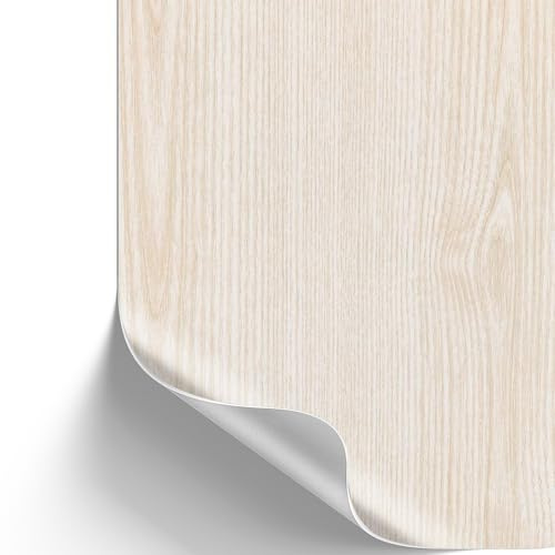 SA ROCA [13,89€/m²] Klebefolie in Holz-Optik inkl. Rakel & E-Book I Selbstklebende Holz Folie für Möbel & Küche - hitzebeständig & abwaschbar I Möbelfolie I Dekofolie (Weißesche, 3m x 90cm)