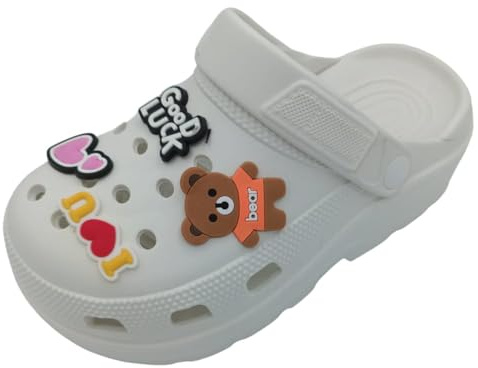 Zuecos de Plataforma - Zuecos Sanitarios - Zuecos para Mujer - Chanclas de Ocio - Zuecos con Pines (Blanco, Sistema Tallas Calzado EU, Adulto, Números, Mediano, 39)