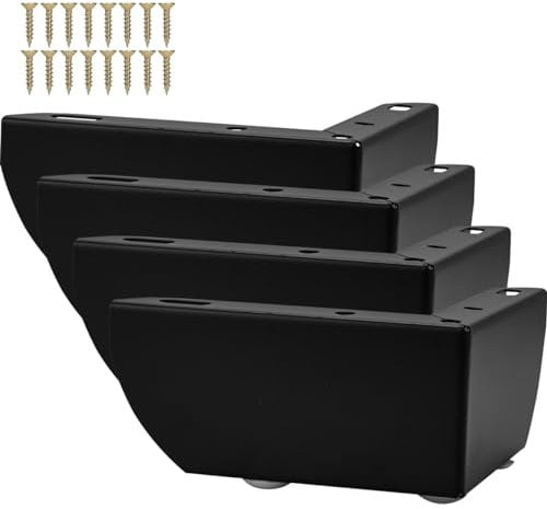 Btowin VCF 2 Inch / 5.5cm Furniture Legs, 4 Pcs Metal Sofa Legs Wardrobe Support Feet, L-shaped Replacement Legs for Cabinet Table Dresser TV Cabinet Couch Chair Kitchen Cupboard (Black)
