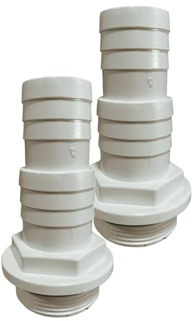 HAF® 2X ABS Schlauchtülle O-Ring mit 32 und 38mm Schlauchtüllen x 1 1/2 Außengewinde inkl. 2X Edelstahl Schlauchschelle für Pool Pumpenanschluss...Qualität: Made in Europe