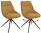 2er-Set Esszimmerstuhl HWC-M65, Küchenstuhl Lehnstuhl Stuhl, drehbar Auto-Position Metall Stoff/Textil - senfgelb