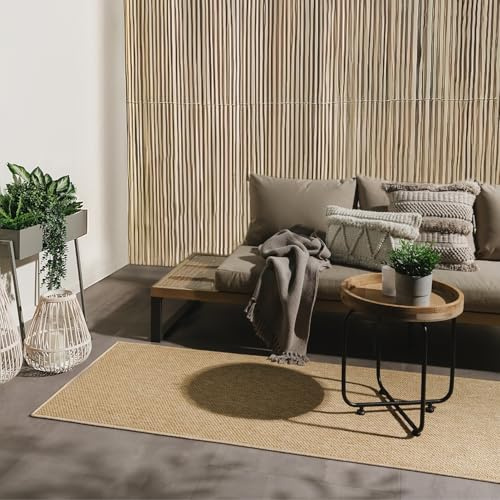 benuta Basic In- & Outdoor Teppich Wohnzimmer Iowa - Beige 80x250 cm - Boho Jute-Look - Wetterfest für Balkon, Terrasse - Schlafzimmer, Küchenteppich & Wohnzimmerteppich - Strapazierfähig & Robust