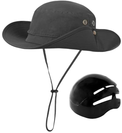 Amagogo Fahrradhelm, Hutförmiger Helm, Sonnenhut, schlagfester Erwachsenenhelm, Surf-Bucket-Hut für Erwachsene, Radfahren, Arbeit, Schwarz