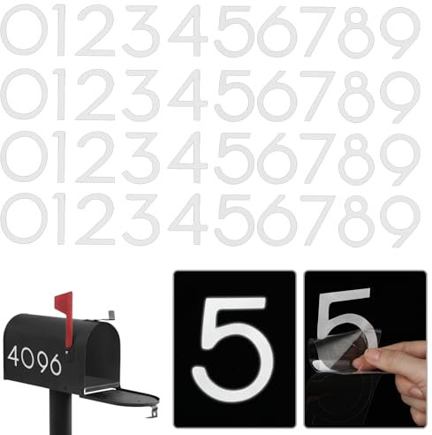 50 Stück Klebezahlen Wetterfest Leuchtend 5cm Briefkasten Zahlen Aufkleber Selbstklebende Number Stickers Hausnummer Klebend von 0-9 Verwendbar für Türadressnummern