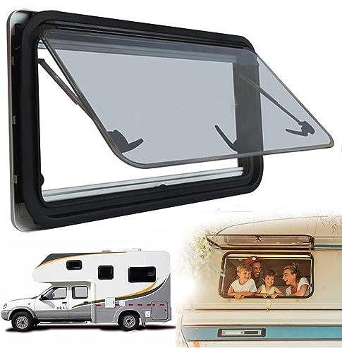 Finestre, Finestre per camper, Finestre di ventilazione, Finestre laterali, Finestre scorrevoli con oscuranti e Zanzariere per camper (Black 500*450mm)