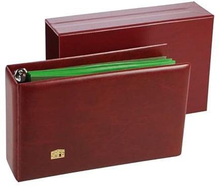 SAFE 881-1 Album für Briefe, FDC's, Karten I weinrot ohne Inhalt I 2-Ring- Bügelmechanik I Euro Ringabstand: 80 mm I wattiert I 250 x 150 x 68 mm