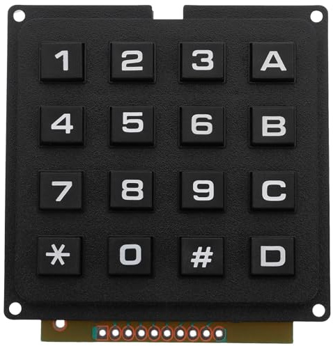 16-tasten Membrantastatur Modul aus Kunststoff für Industrie | Schaltermatrix mit Tastatur Array, Schwarz, Robustes Mikrocontroller Modul für Zuverlässige Bedienung