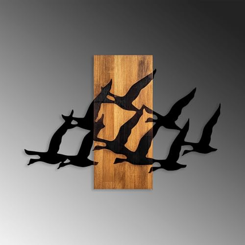 Elegantes Wandaccessoire aus Holz, 58 x 84 cm, 100% Holz und Metall, Walnuss und Schwarz | Einzigartiges Design, perfekt für die Wohndekoration