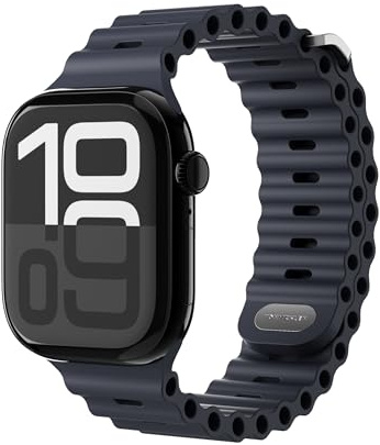VONMÄHLEN Wave Band 2 – Sportliches Silikonarmband aus recyceltem Material, wasserfest, sichere Passform, kompatibel mit Apple Watch - Größe 44 | 45 | 46 | 49mm - navy