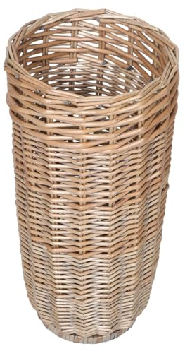 HEALLILY Paragüero de Ratán para Entrada, Cesta Grande de Almacenamiento | Soporte para Bastones y Paraguas, Interior Espacioso, Diseño Elegante Trenzado de Mimbre