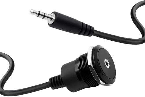 Duttek Câble audio stéréo TRS 3,5 mm TRS vers jack 3,5 mm mâle vers femelle, adaptateur audio auxiliaire fixe intégré pour ordinateur portable et microphones. (mâle vers femelle)