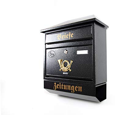 XXL Briefkasten Postkasten Zeitungsrolle Trapezdach Namenschild Vintage-Stil (Anthrazit-Grau)