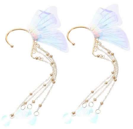 2Pcs Mermaid Ear Cuff Earrings, Alloy Dangle Accessories for Girls Women | Cute Tassel Design, Blue Mermaid Princess Style, Lightweight Fade-Resistant Finish, Cosplay Dress