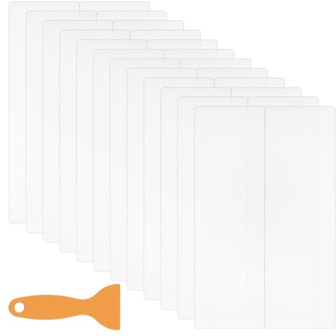 BENECREAT 24 Adesivo Antiscivolo per Doccia, Adesivi di Sicurezza per Il Bagno in PVC da 200x120x1mm con Raschietto per Il Pavimento del Bagno, Piscina e Scale, Chiaro