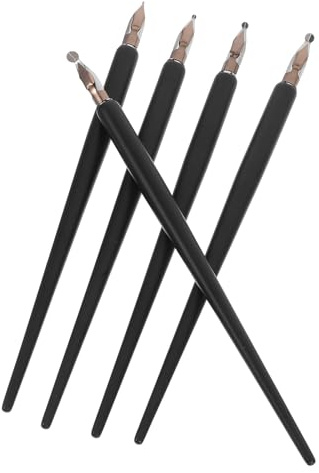 Gatuida 5pcs Vintage Wooden Calligraphy Dip Pen Set with Steel Nib for Gothic and Tibetan Fonts Easy-clean Fountain Pens for Artistic Writing and Drawing at Home School