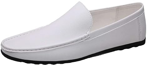 Mocassins en cuir pour homme - Mocassins pour homme - Chaussures basses à enfiler - Résistantes à l'usure - Larges pieds - Chaussures en cuir - Chaussures plates de loisirs