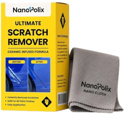 NanoPolix Tuch, NanoPolix Kratzerentferner Autotuch, Scratch Remover Tuch | 2 Stück für Schnelle Kratzerreparatur, Glanzwiederherstellung, Für Alle Autolackfarben