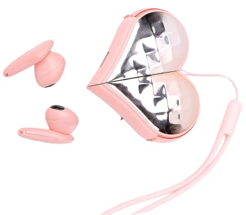 MENDUNER Kabellose Bluetooth Ohrhörer in Herzform, Stereo Kopfhörer mit Ladecase, Bluetooth 5.4, Typ C Schnellladung, für Frauen und Mädchen (PINK)