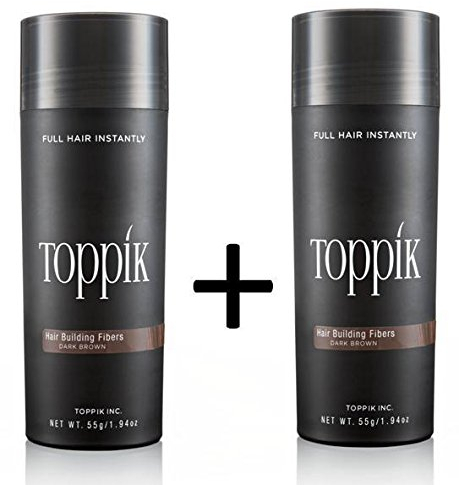 2 x TOPPIK 55 g. Haarverdichter Streuhaar schütthaar Hair Fibers Microhairs, Farbton:Mittelbraun (Medium Brown)