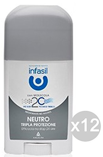 Infasil Deodorante stick, tripla protezione, neutro, bianco, cura e igiene personale, confezione da 12