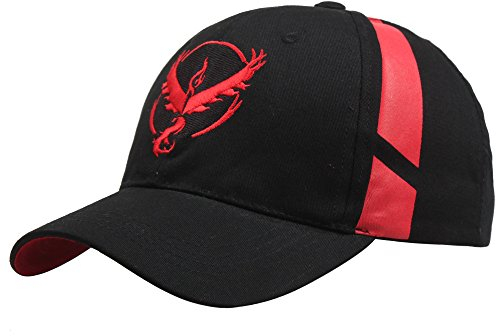Bestickte Pokemon Go Team Mystic, Valor, Instinct Snapback Baseballmütze Kappe, rot, Einheitsgröße