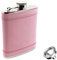 iSavage 6oz Light Pink Leather Wrapped Hip Flask with a Funnel 18/8 Stainless Steel-YM111