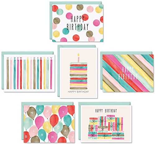 48 Watercolor Bulk Geburtstagskarten Sortiment-Bulk Happy Birthday Karte mit Umschlägen Box Set Multipack-Sortierte Blanko Geburtstagskarten für Frauen, Männer und Kinder in einer Box Karten-Packung