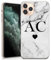 TULLUN Personalised Phone Case for iPhone 5 / 5s / SE 2016 - Clear Soft Gel Custom Cover Grey Black Marble Individual Style Initials Name Text - Black Heart