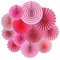 SUNBEAUTY Pink Tissue Paper Fans Decorations, Hanging Paper Fans 13pcs Supplies White Star for Birthday Party Wedding Baby Shower Decoration