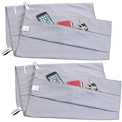 PEARL Strandliegenauflage: 2er-Set Mikrofaser-Strandtücher, Überzug und Tasche, 80 x 200 cm (Strandliegenauflage mit Taschen, Strandauflage, Strandliege Handtuch)