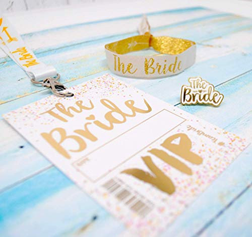 Bride To Be Hen Party 3 Piece Accessories Set - Lanyard, Badge, Wristband, Festival Bride Hen Do Wedding Accessories Favours