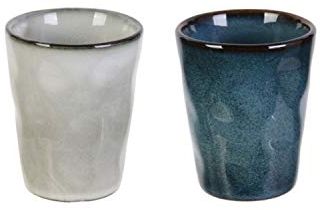 iDiffusion 2 Tasses à Expresso Au gré du Temps - 100 ML - Gris et Bleu