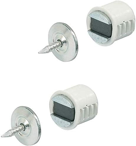 Gedotec - Imanes redondos para puerta de armario o mueble, de plástico, color blanco, con cierre magnético para taladrar, diámetro de 12 mm, fuerza de sujeción de 3 kg, 2 unidades